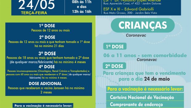 AMANHÃ TEM VACINAÇÃO CONTRA A COVID-19!