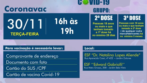 VACINAÇÃO 2ª E 3ª DOSE CORONAVAC
