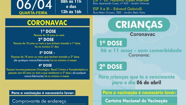 AMANHÃ VACINAÇÃO CONTRA A COVID-19 E GRIPE!