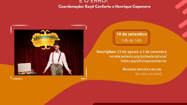 INSCRIÇÕES JÁ ESTÃO ABERTAS PARA A PALESTRA: O PALHAÇO, A EXPECTATIVA E O ERRO!