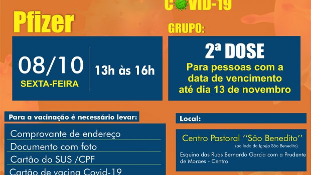 VACINAÇÃO DE 2ª DOSE contra a COVID-19 PFIZER