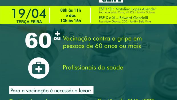 AMANHÃ VACINAÇÃO CONTRA COVID-19 E GRIPE!