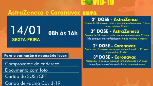 VACINAÇÃO 2ª, 3ª CORONAVAC E ASTRAZENECA