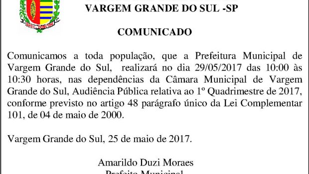 Comunicado Audiência Pública