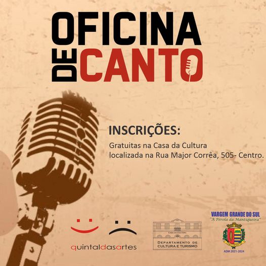 NA QUARTA-FEIRA (9) INICIA A OFICINA DE CANTO DO DEPARTAMENTO DE CULTURA