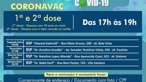 SEMANA DE VACINAÇÃO CONTRA A COVID-19 EM HORÁRIOS DIFERENCIADOS