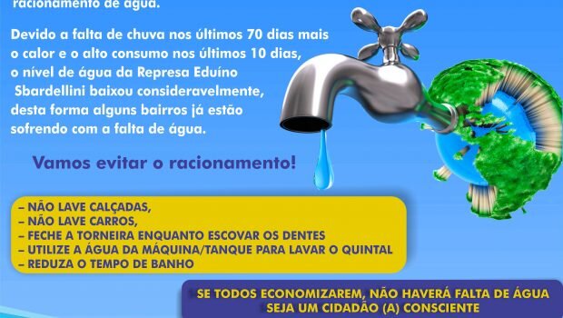 O SAE pede à população para economizar água e evitar o racionamento