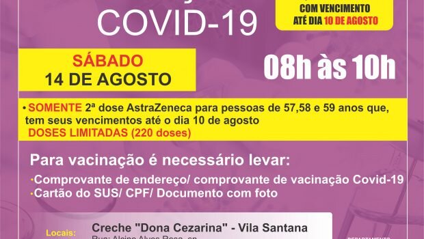 VACINAÇÃO 2ª DOSE ASTRAZENECA contra a COVID-19
