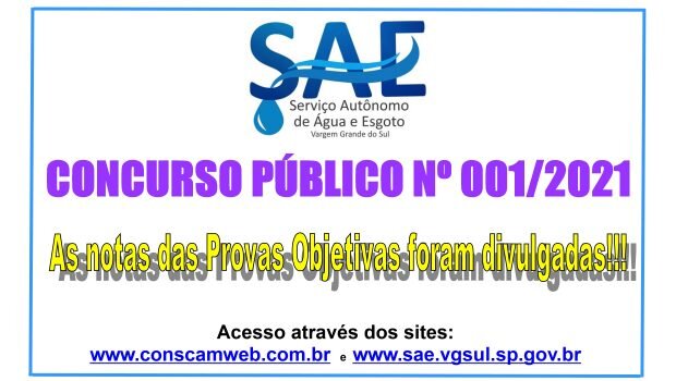 AS NOTAS DAS PROVAS OBJETIVAS DO CONCURSO PÚBLICO DO SAE FORAM DIVULGADAS