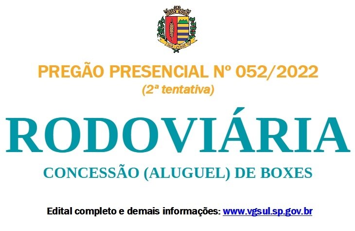 PREFEITURA LIBERA NOVAMENTE EDITAL PARA CONCESSÃO (ALUGUEL) DE BOXES DA RODOVIÁRIA