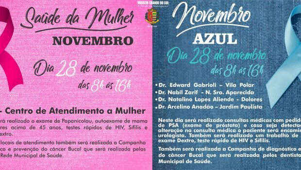 PRÓXIMO SÁBADO, DIA 28, CAMPANHA SAÚDE DA MULHER E DO HOMEM