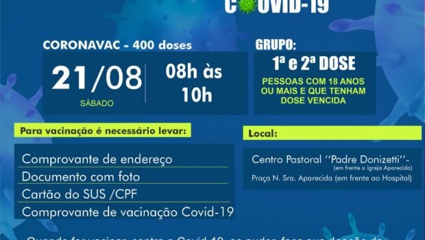 VACINAÇÃO 1ª E 2ª DOSE CORONAVAC contra a COVID-19