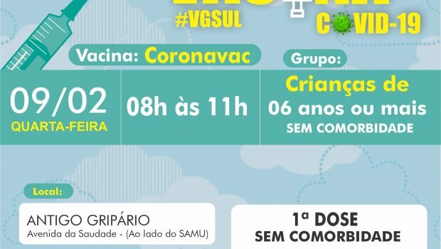 VACINAÇÃO DE 1ª DOSE PARA CRIANÇA DE 06 A 11 ANOS SEM COMORBIDADE