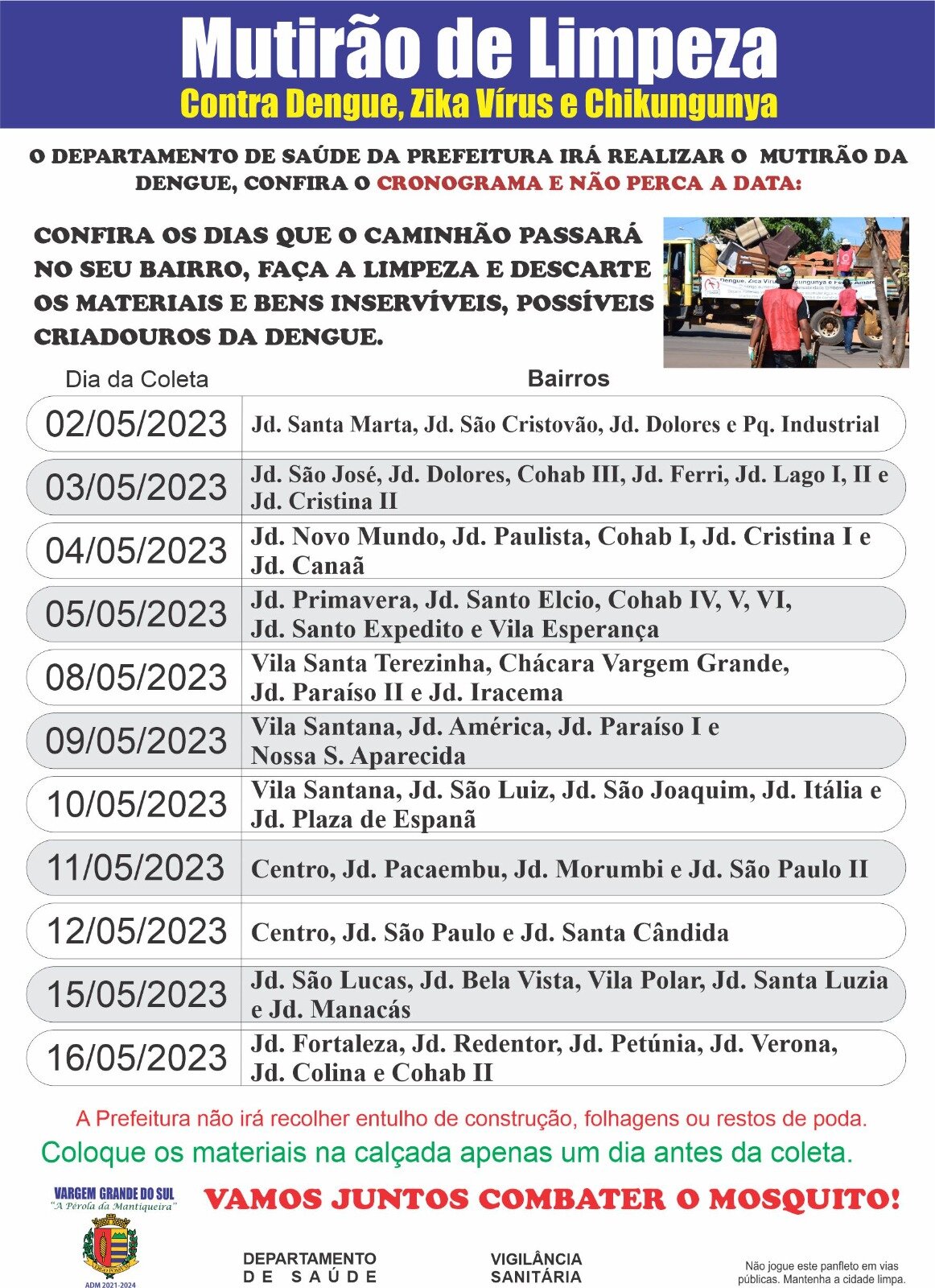 MUTIRÃO CONTRA DENGUE COMEÇA NA PRÓXIMA TERÇA-FEIRA (02)