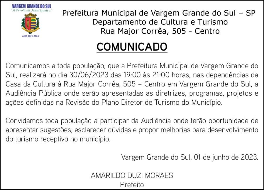 REVISÃO DO PLANO DIRETOR DE TURISMO - CONVITE