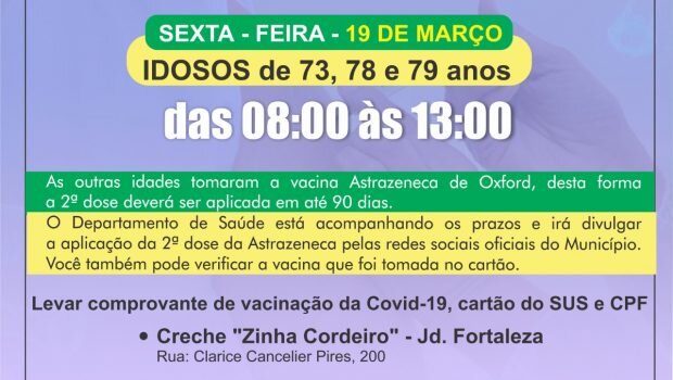 VACINAÇÃO DA 2ª DOSE CORONAVAC EM IDOSOS 73,78 e 79 ANOS