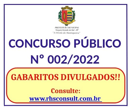 OS GABARITOS DO CONCURSO PÚBLICO Nº 002/2022 JÁ ESTÃO DISPONÍVEIS
