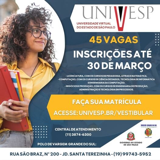 VESTIBULAR UNIVESP POLO DE VARGEM CONTINUA COM AS INSCRIÇÕES 2023