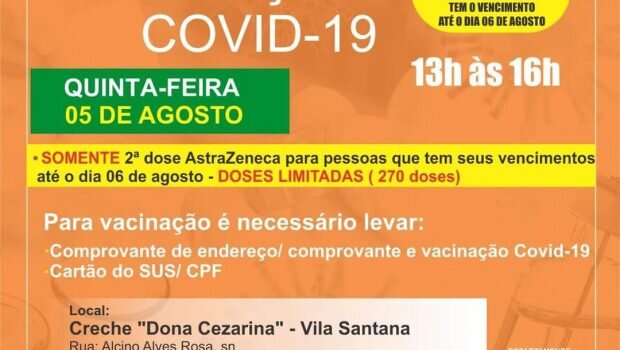 VACINAÇÃO 2ª DOSE (ASTRAZENECA) contra a COVID-19