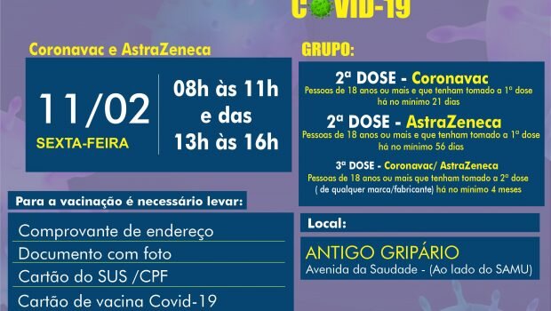 VACINAÇÃO 2ª E 3ª ASTRAZENECA E CORONAVAC