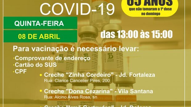VACINAÇÃO CONTRA COVID-19 EM IDOSOS DE 65 ANOS