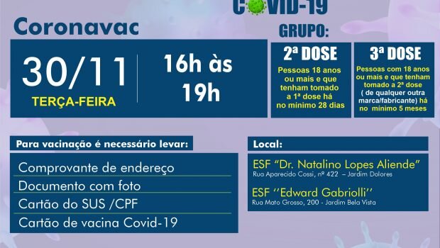 VACINAÇÃO 2ª E 3ª DOSE CORONAVAC