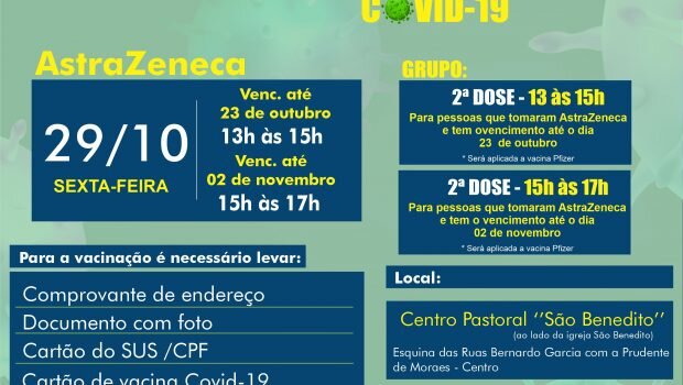 VACINAÇÃO DE 2ª DOSE contra a COVID-19 ASTRAZENECA